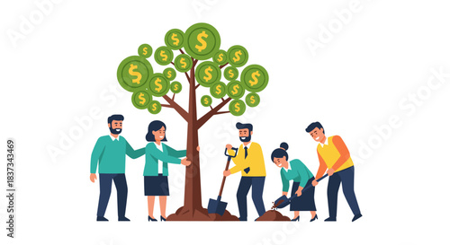 Business Team Growth and Development Concept with Tree