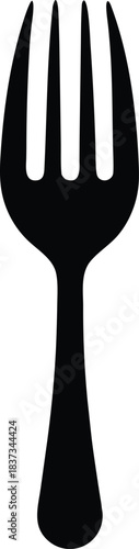 Black Fork Icon – Food Utensil Silhouette Vector