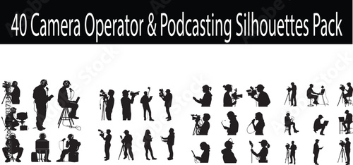 40 Camera Operator & Podcasting Silhouettes Pack