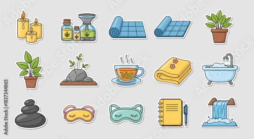 Spa and wellness stickers: relaxation and self-care essentials collection