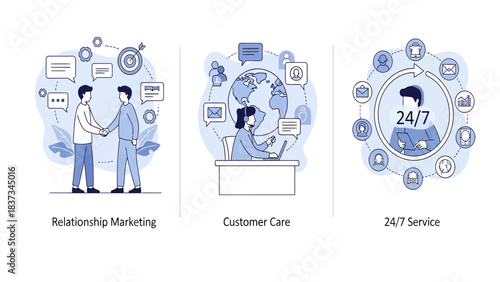 Diverse business professionals collaborating and providing excellent customer support globally.