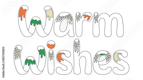 Warm Wishes Typography: A vibrant typographic composition, conveying a sense of warmth and festive cheer. The playful design is perfect for seasonal greetings.