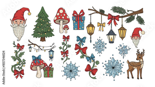 Festive Collection of Christmas Embellishments: Adorn your projects with a charming assortment of Christmas embellishments including ornaments, bows, lights and festive charm!