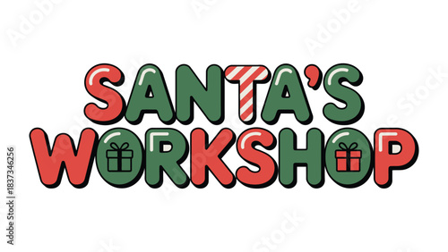 Santa's Workshop Sign: A vibrant and festive sign declares Santa's Workshop, evoking the magic and wonder of Christmas and the spirit of holiday cheer.
