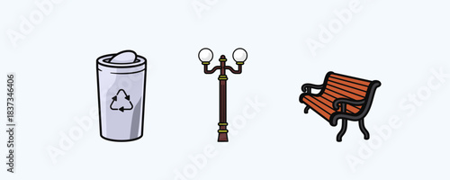 Outdoor Urban Elements vector Set