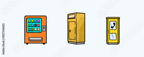 Vending Machine, Locker, and Phone Booth Icons