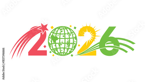 New Year 2026 Celebration: An artistic design celebrates the dawn of the year 2026, combining symbolic elements of global unity, hope, and progress for the coming year.