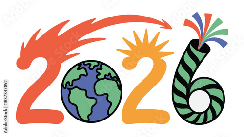 Vision of the Future: The year 2026 is envisioned with a creative blend of design elements. the image represents innovative and forward-thinking concept.
