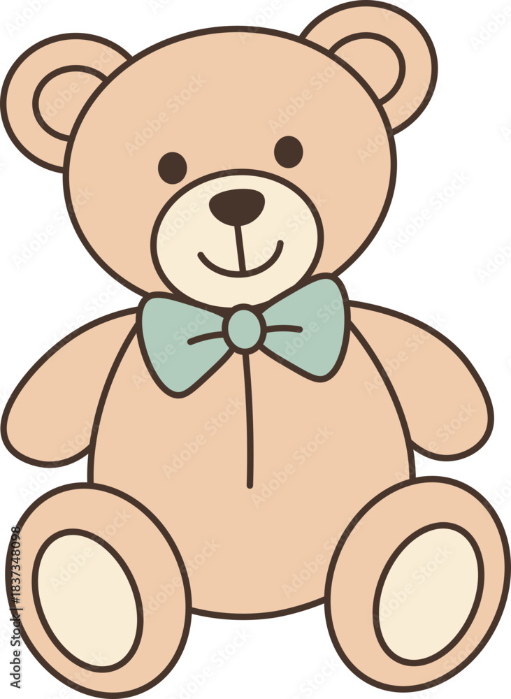 Fototapeta premium Illustration of Cute Teddy Bear with Bow