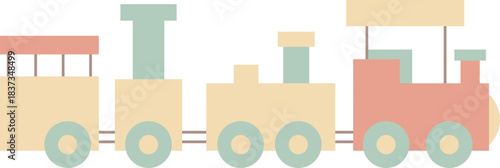 Illustration of a Pastel Colored Toy Train