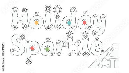 Holiday Sparkle Lettering: Festive typography design with radiant letters and charming embellishments. The artistic lettering design radiates holiday cheer and evokes a sense of winter wonder.