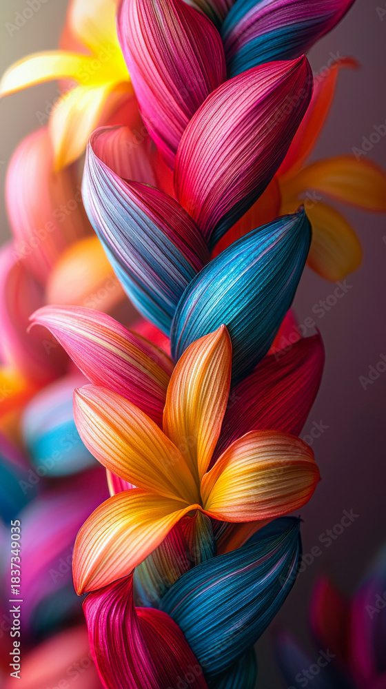 Obraz premium Macro View of Whisper-Thin Strands in Tropical Kaleidoscope