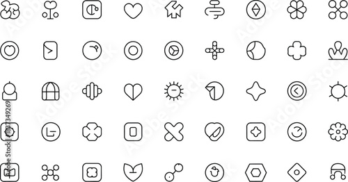 Diverse collection of 40 communication and technology line art icons on white background