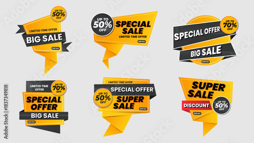 Modern colorful marketing price tag design collection for discount announcements, off-price selling and website commerce promotions. 