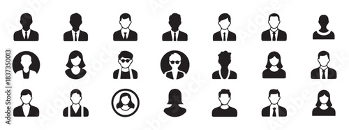 Collection of human avatar icons in flat style, isolated vector illustration on white background