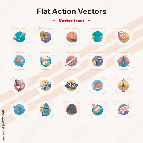 Collection of Flat Action Vector Icons