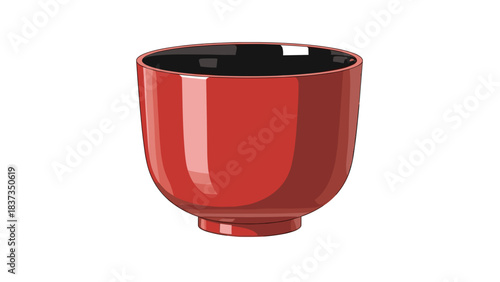 Red lacquer bowl with black interior representing National Foundation Day of Japan  