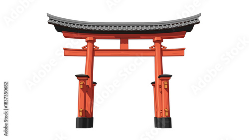 Traditional Japanese Torii Gate Symbolizing National Foundation Day of Japan  