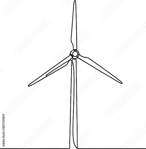 Minimalist sketch of a single wind turbine against a plain white background
