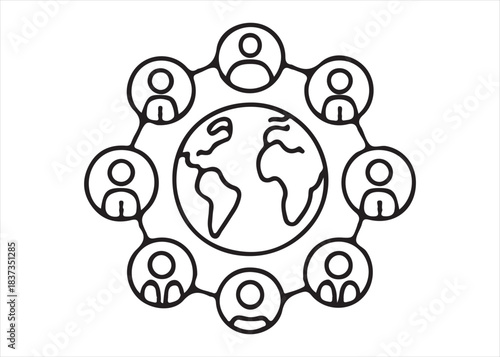 Network and connection icons set representing various linked points and structures