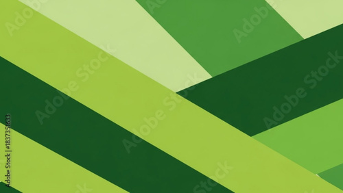 Abstract geometric background featuring diagonal stripes and blocks in various shades of vibrant green color