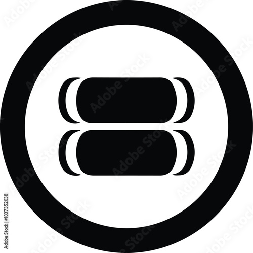 Illustration Memory foam mattress layers logo inside circle silhouette vector