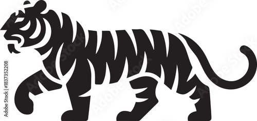 vector illustration of a tiger silhouette icon. Vector black silhouette