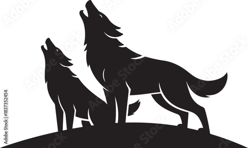 Howling Wolf Silhouettes – Black Animal. Vector black silhouette.
