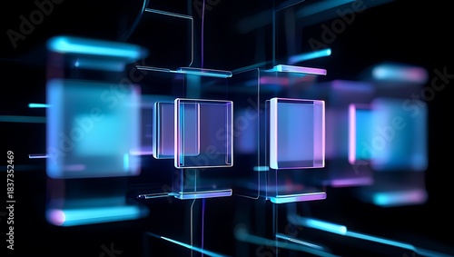 Abstract digital data grid with glowing futuristic connections