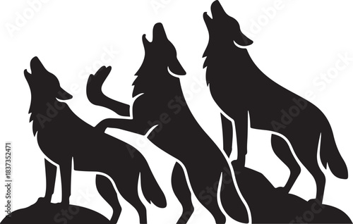 Howling Wolf Silhouettes – Black Animal. Vector black silhouette.