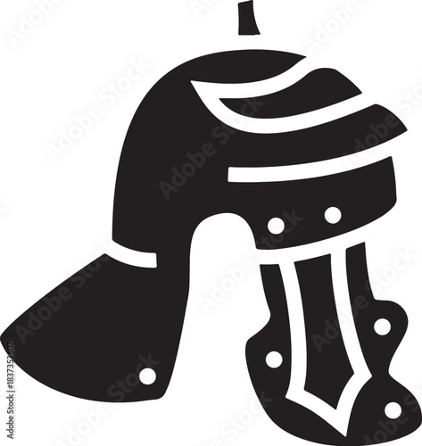 Ancient roman centurion helmet silhouette isolated on transparent background