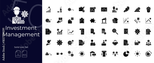 Investment Management Solid Editable Icons set