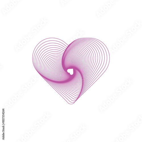 Neon Pink Heart Spiral Abstract Graphic for Love, Romance, and Modern Design Projects