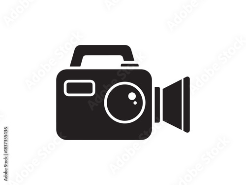 Video camera icon representing movie production, filming, multimedia, video