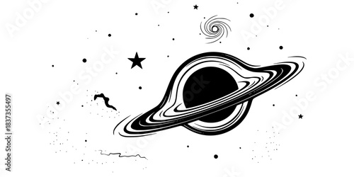 Black Hole Star Accretion Disk Vector Silhouette