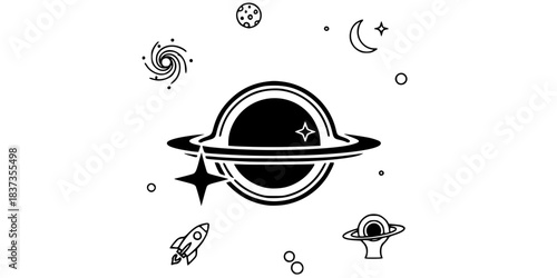 Black Hole Star Accretion Disk Vector Silhouette