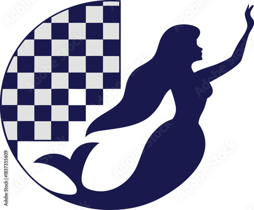 Minimal mermaid icon vector with elegant curves, ideal for coastal brands, beauty products, and nautical designs.