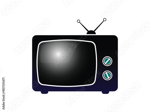 Retro television set vector graphic with antenna and tuning knobs icon