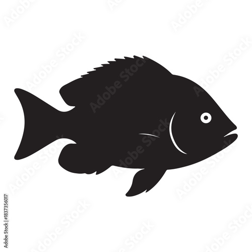 Large fish glides smoothly through water with distinct fins and shape.