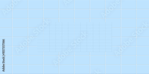 Blue tiles bathroom. Classic ceramic seamless pattern. Square swimming pool mosaic. Wall or floor texture with soft shadow. Simple kitchen or toilet backdrop. Vector illustration.