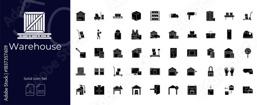 Warehouse Solid Editable Icons set