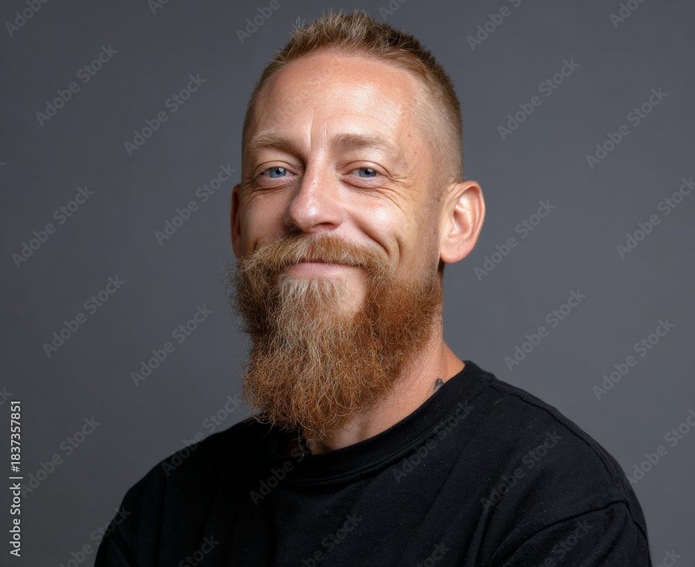 Obraz premium portrait of smiling man with beard and mustache