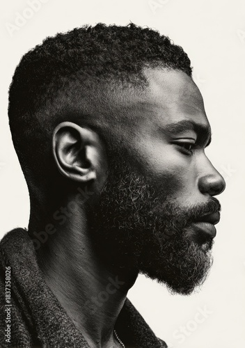 black-and-white portrait of a bearded man