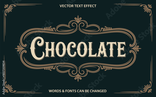 Luxury editable label text style featuring ornate decorative elements, elegant vintage inspired typography, premium ornamental design perfect for branding, packaging, invitations, and sophisticated cr