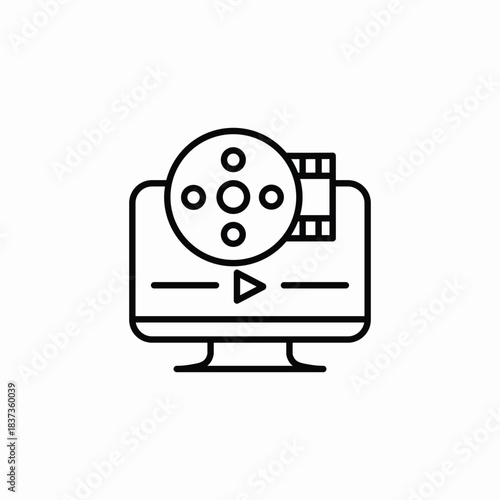 computer movie watch icon sign vector