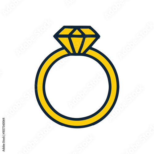 Diamond Engagement Ring Icon - Proposal, Commitment, and Marriage 