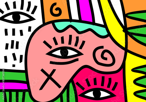 vector abstract portraits deeply inspired by Cubism, Pop Art