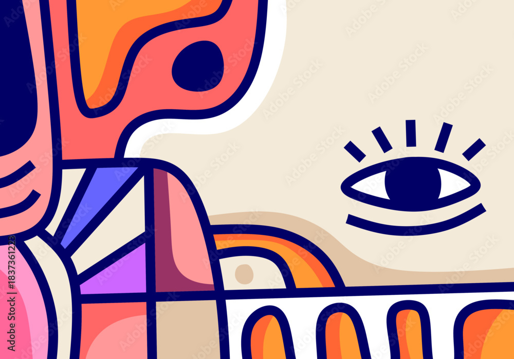Obraz premium contemporary vector abstract portraits characterized by a fusion of Cubism, Pop Art, and Street Art Doodle