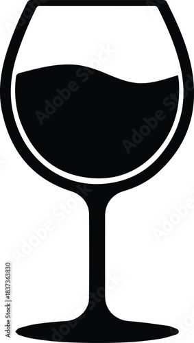 Elegant wine glass vector icon for drinks menu celebration design