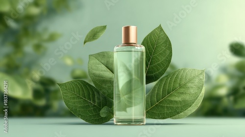 discover radiant skin with this natural skincare product beautifully displayed with fresh green leaves perfect for ecoconscious beauty and wellness campaigns